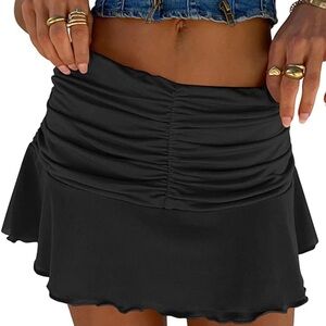 Black ruched mini skort